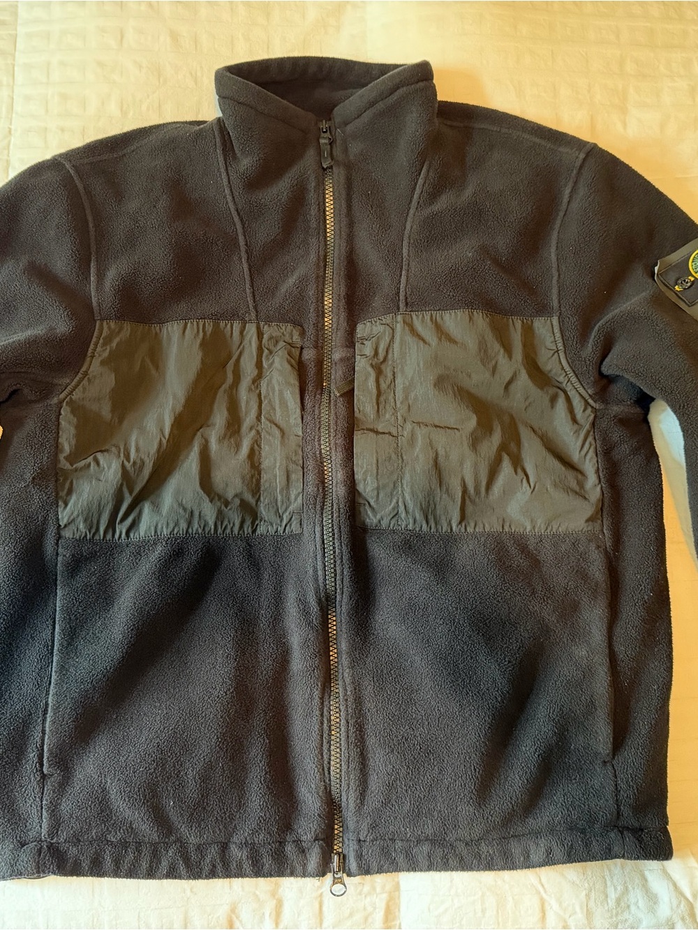 Stone Island Black Fleece Zip Jacket with Chest Panels